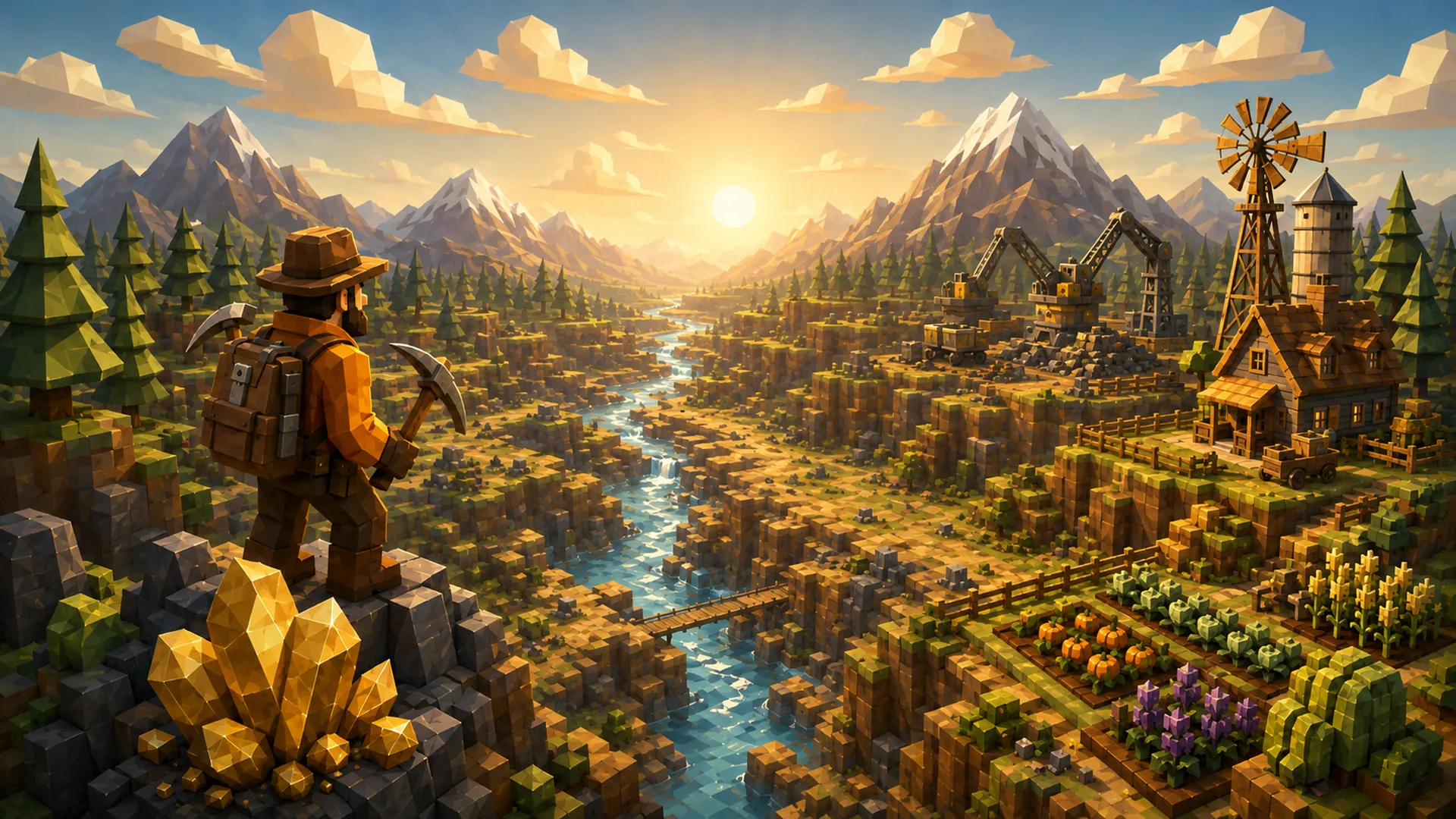 MOTHERLODE low-poly landscape key art